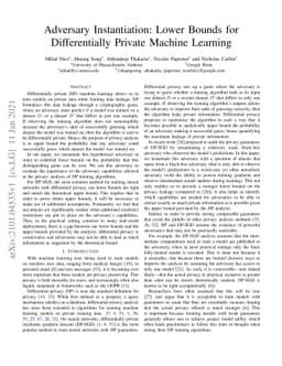 Adversary Instantiation: Lower Bounds for Differentially Private Machine
  Learning