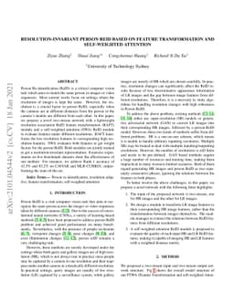 Resolution-invariant Person ReID Based on Feature Transformation and
  Self-weighted Attention