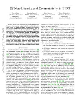 Of Non-Linearity and Commutativity in BERT