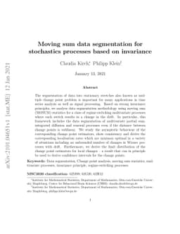Moving sum data segmentation for stochastics processes based on
  invariance