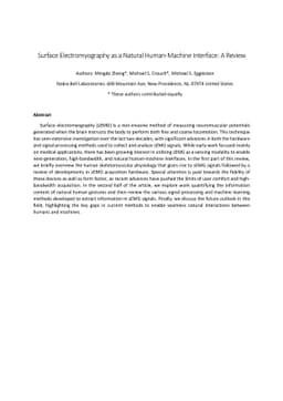 Surface Electromyography as a Natural Human-Machine Interface: A Review