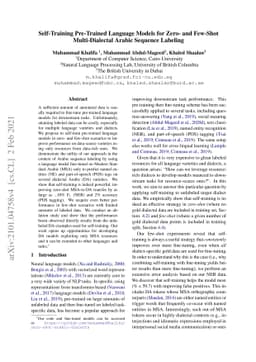 Self-Training Pre-Trained Language Models for Zero- and Few-Shot
  Multi-Dialectal Arabic Sequence Labeling