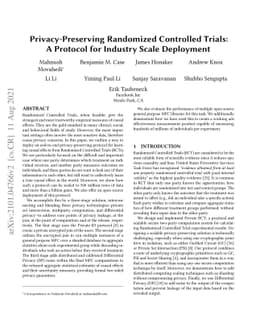 Privacy-Preserving Randomized Controlled Trials: A Protocol for Industry
  Scale Deployment