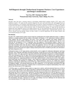 Self-Diagnosis through AI-enabled Chatbot-based Symptom Checkers: User
  Experiences and Design Considerations