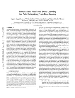 Personalized Federated Deep Learning for Pain Estimation From Face
  Images