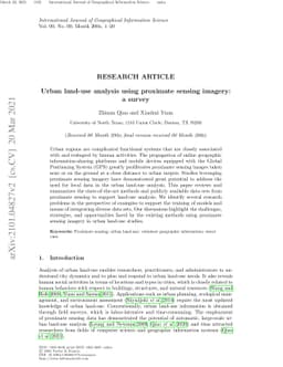 Urban land-use analysis using proximate sensing imagery: a survey