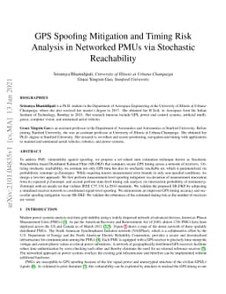 GPS Spoofing Mitigation and Timing Risk Analysis in Networked PMUs via
  Stochastic Reachability