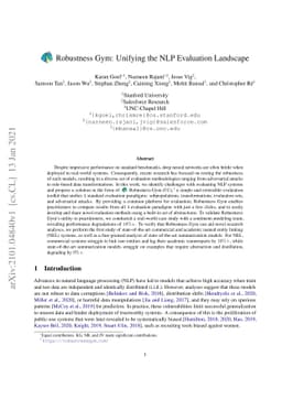 Robustness Gym: Unifying the NLP Evaluation Landscape
