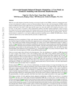 Adversarial Sample Enhanced Domain Adaptation: A Case Study on
  Predictive Modeling with Electronic Health Records
