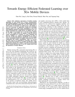 Towards Energy Efficient Federated Learning over 5G+ Mobile Devices
