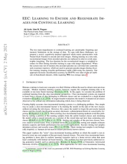 EEC: Learning to Encode and Regenerate Images for Continual Learning
