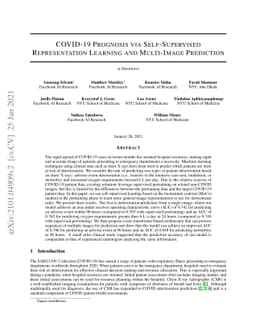 COVID-19 Prognosis via Self-Supervised Representation Learning and
  Multi-Image Prediction