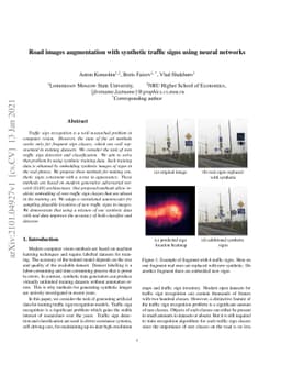Road images augmentation with synthetic traffic signs using neural
  networks