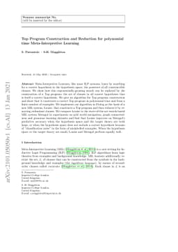 Top Program Construction and Reduction for polynomial time
  Meta-Interpretive Learning