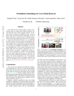 Probabilistic Embeddings for Cross-Modal Retrieval