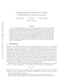 On Misspecification in Prediction Problems and Robustness via Improper
  Learning