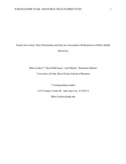 Scared into Action: How Partisanship and Fear are Associated with
  Reactions to Public Health Directives