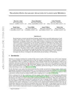 Training Data Leakage Analysis in Language Models