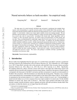 Neural networks behave as hash encoders: An empirical study