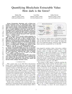 Quantifying Blockchain Extractable Value: How dark is the forest?