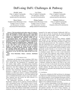 DeFi-ning DeFi: Challenges & Pathway