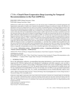 $C^3DRec$: Cloud-Client Cooperative Deep Learning for Temporal
  Recommendation in the Post-GDPR Era
