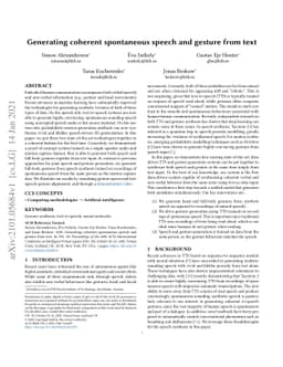 Generating coherent spontaneous speech and gesture from text