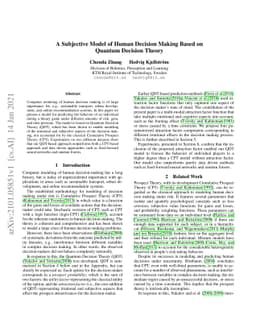 A Subjective Model of Human Decision Making Based on Quantum Decision
  Theory