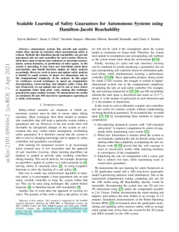 Scalable Learning of Safety Guarantees for Autonomous Systems using
  Hamilton-Jacobi Reachability