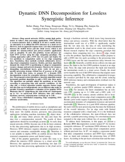 Dynamic DNN Decomposition for Lossless Synergistic Inference