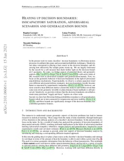 Heating up decision boundaries: isocapacitory saturation, adversarial
  scenarios and generalization bounds