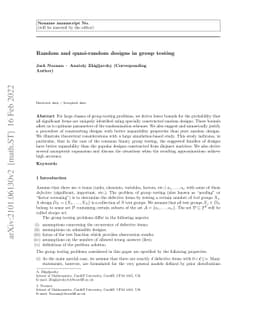 Random and quasi-random designs in group testing