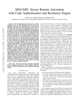 SRACARE: Secure Remote Attestation with Code Authentication and
  Resilience Engine