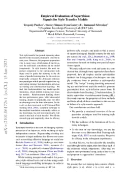 Empirical Evaluation of Supervision Signals for Style Transfer Models