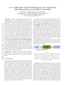 CARE: Lightweight Attack Resilient Secure Boot Architecturewith Onboard
  Recovery for RISC-V based SOC