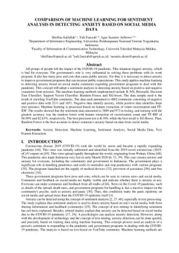 Comparison of Machine Learning for Sentiment Analysis in Detecting
  Anxiety Based on Social Media Data