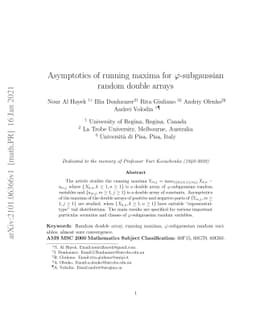 Asymptotics of running maxima for $\varphi$-subgaussian random double
  arrays