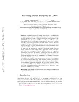 Revisiting Driver Anonymity in ORide