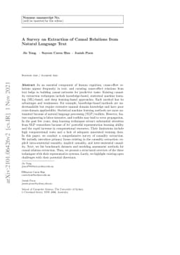A Survey on Extraction of Causal Relations from Natural Language Text