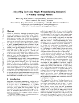 Dissecting the Meme Magic: Understanding Indicators of Virality in Image
  Memes