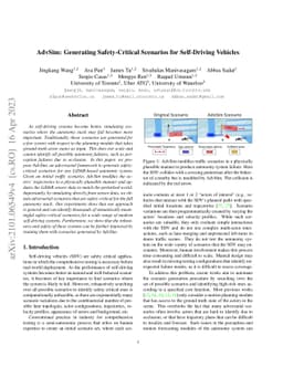 AdvSim: Generating Safety-Critical Scenarios for Self-Driving Vehicles