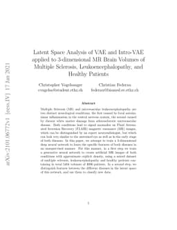 Latent Space Analysis of VAE and Intro-VAE applied to 3-dimensional MR
  Brain Volumes of Multiple Sclerosis, Leukoencephalopathy, and Healthy
  Patients
