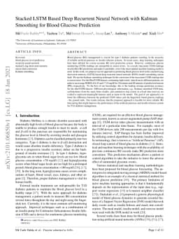 Stacked LSTM Based Deep Recurrent Neural Network with Kalman Smoothing
  for Blood Glucose Prediction
