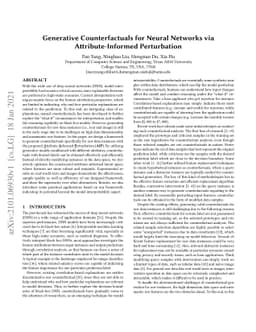 Generative Counterfactuals for Neural Networks via Attribute-Informed
  Perturbation