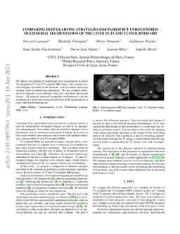Comparing Deep Learning strategies for paired but unregistered
  multimodal segmentation of the liver in T1 and T2-weighted MRI
