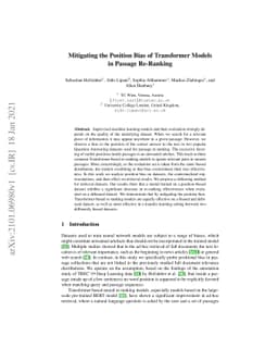 Mitigating the Position Bias of Transformer Models in Passage Re-Ranking