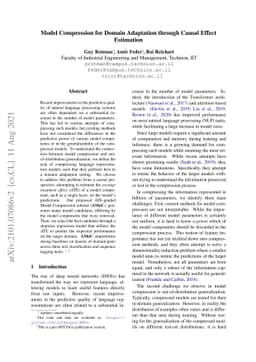 Model Compression for Domain Adaptation through Causal Effect Estimation