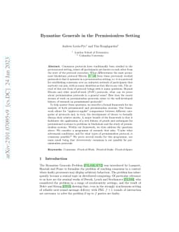 Byzantine Generals in the Permissionless Setting