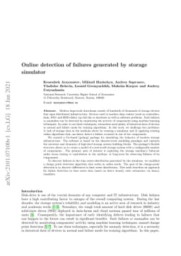 Online detection of failures generated by storage simulator