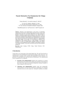 Neural Abstractive Text Summarizer for Telugu Language